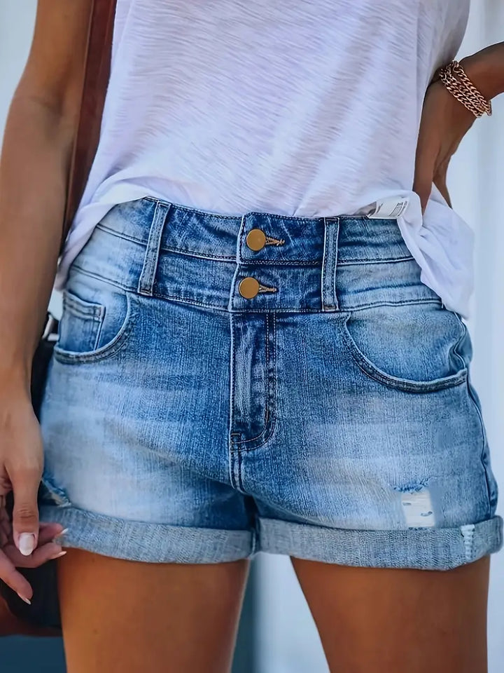 Suzan | Ripped Denim Shorts