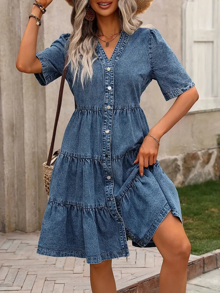 Alexia | Denim Ruffled Dress