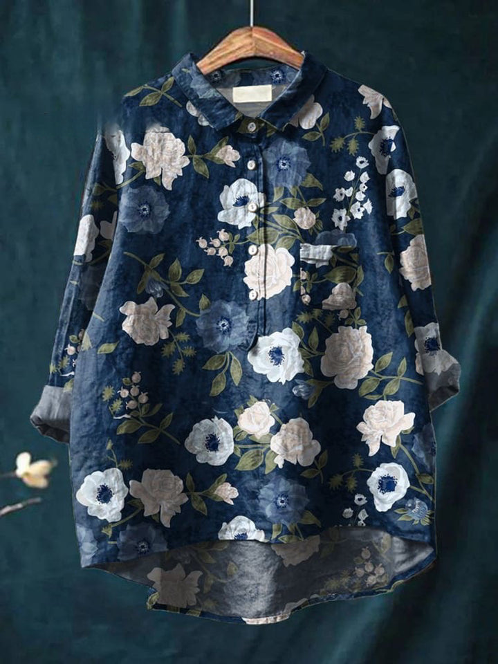 Florence | Floral Print Linen Shirt