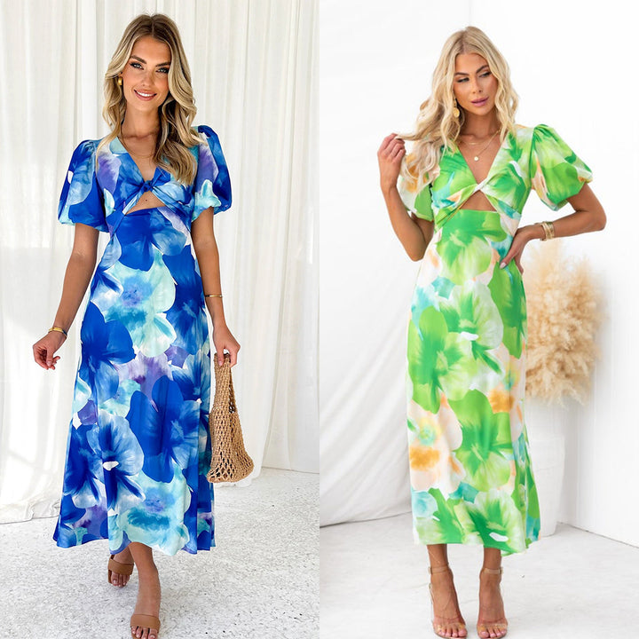 Gabriella | Puffed Shoulder Maxi Dress