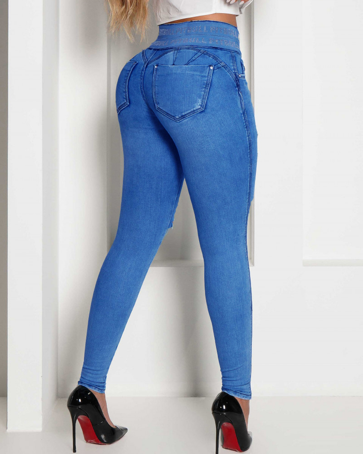 Lola | High waisted Slim Fit Destroyed Jeans