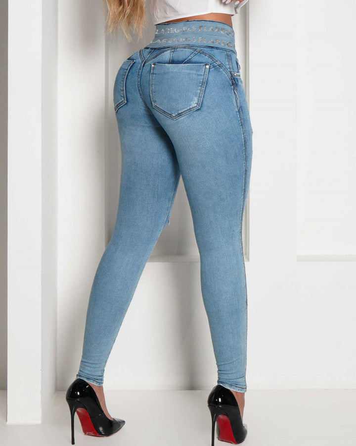 Lola | High waisted Slim Fit Destroyed Jeans