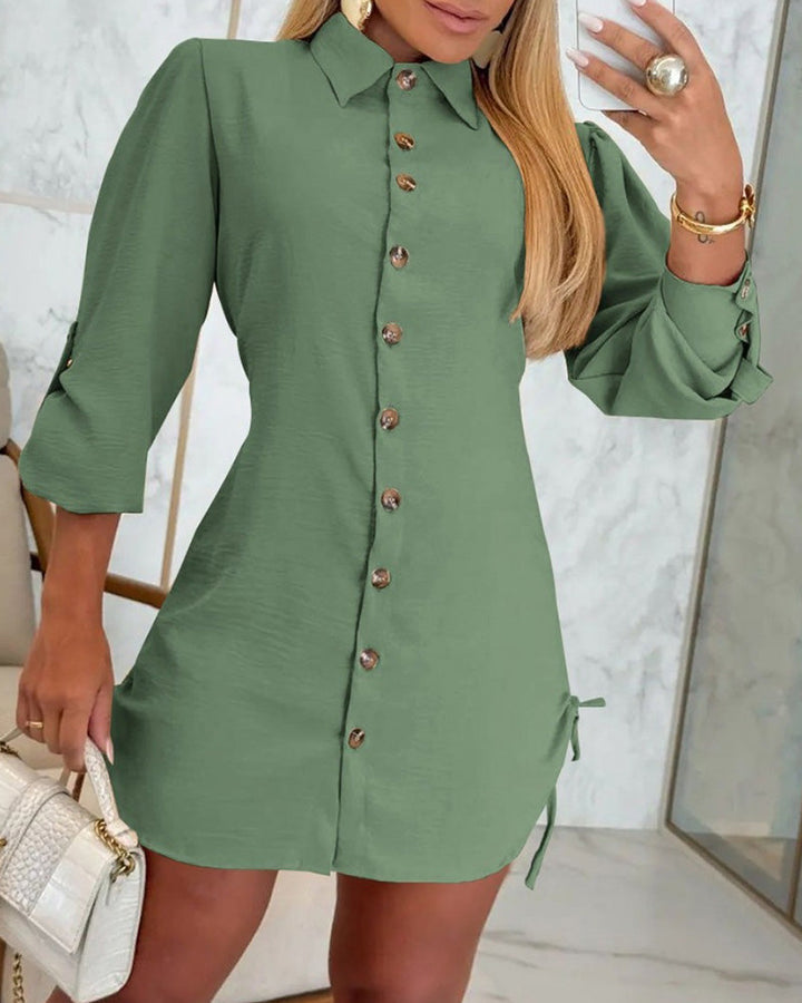 Kayla | Drawstring Shirt Dress